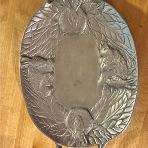 Bunny Silver Oval Serving Tray